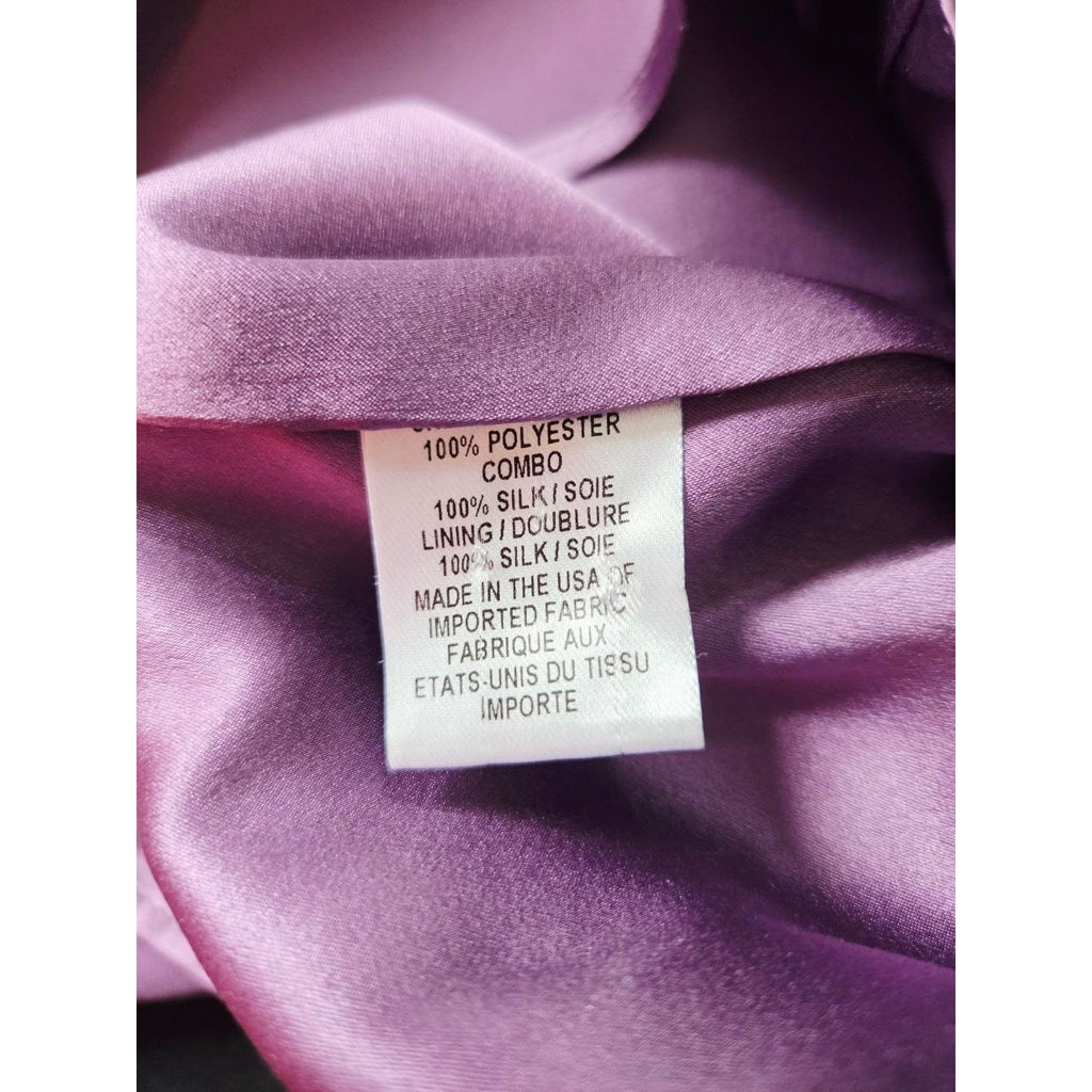 Milly Satin Cocktail Dress 2 XS Black Purple Ruffle Draped Sheath