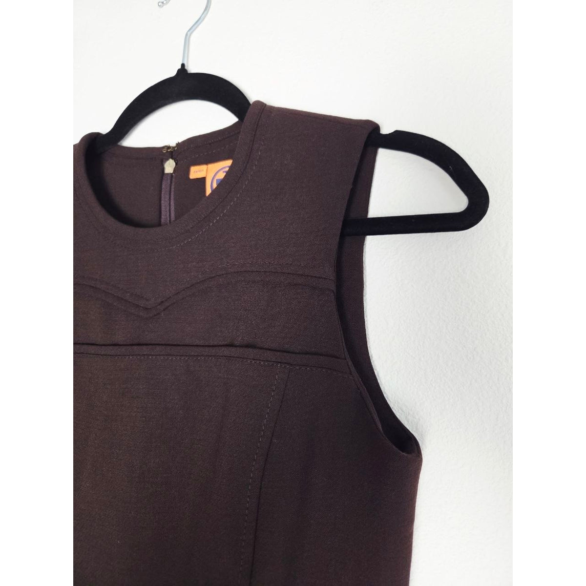 Tory Burch Wool Blend Sheath Dress 2 Small Dark Brown Sleeveless Knee Length