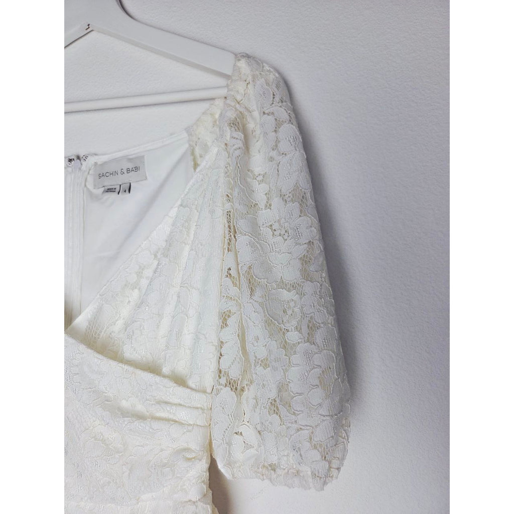 Sachin & Babi Cailyn Dress 4 Ivory White Lace Bridal Dress Courthouse Wedding Rehearsal Dinner
