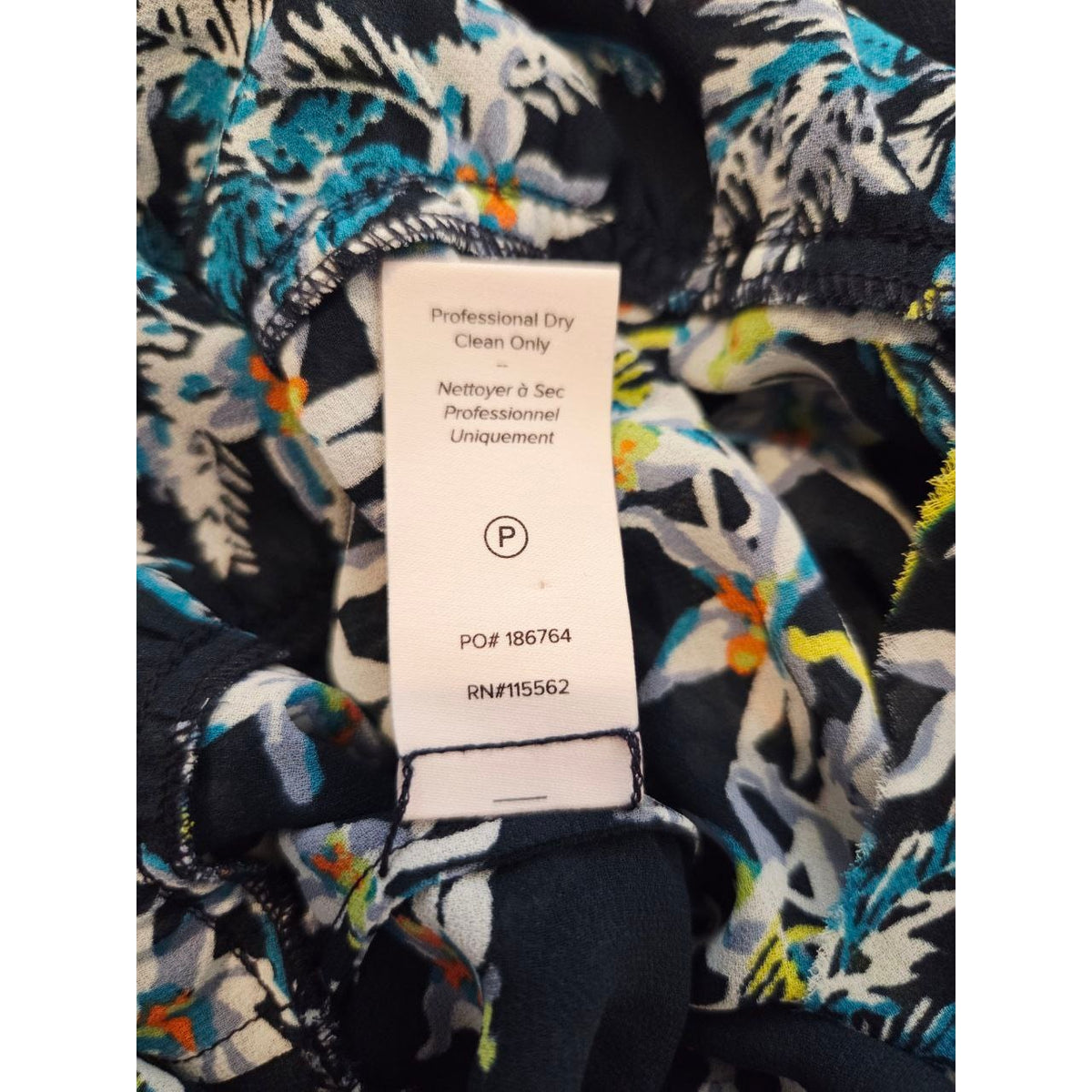 Style information label of Cinq à Sept Lyra navy floral mini dress