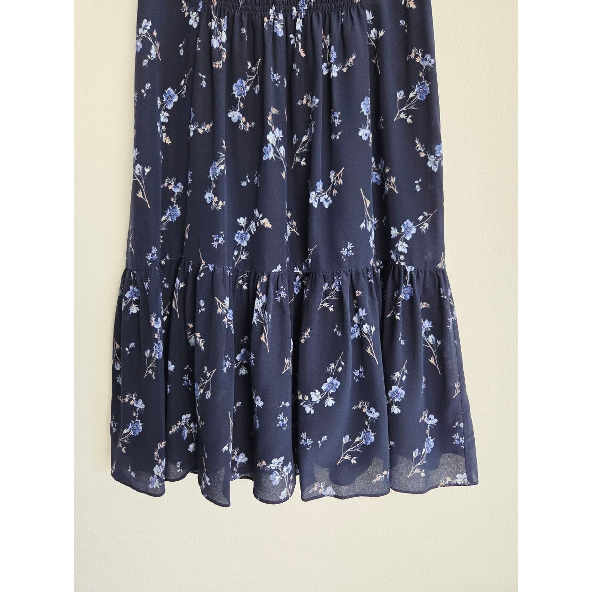 Rebecca Taylor Silk Dress 0 XS Navy Blue Floral Francine 100% Silk Mini Dress