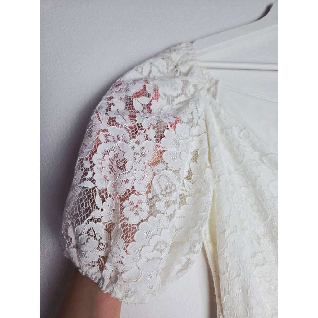 Sachin & Babi Cailyn Dress 4 Ivory White Lace Bridal Dress Courthouse Wedding Rehearsal Dinner