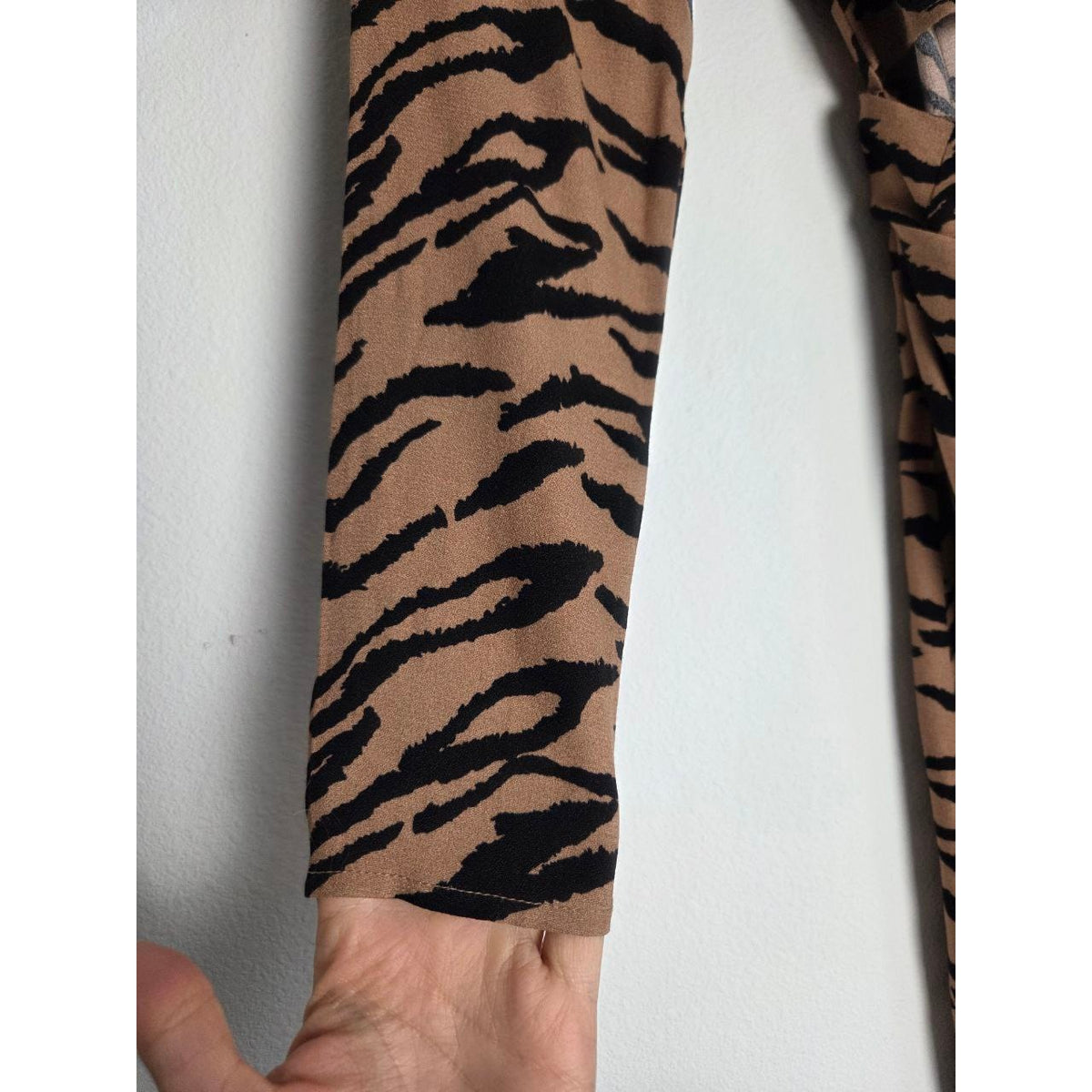 Reformation Midi Dress 2 XS Maurita Rajah Tiger Print Cutout Wrap Tie NWT