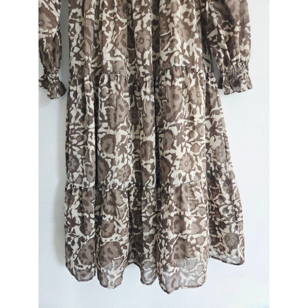 Tiered skirt detail of Frances Hart Maxine floral maternity dress