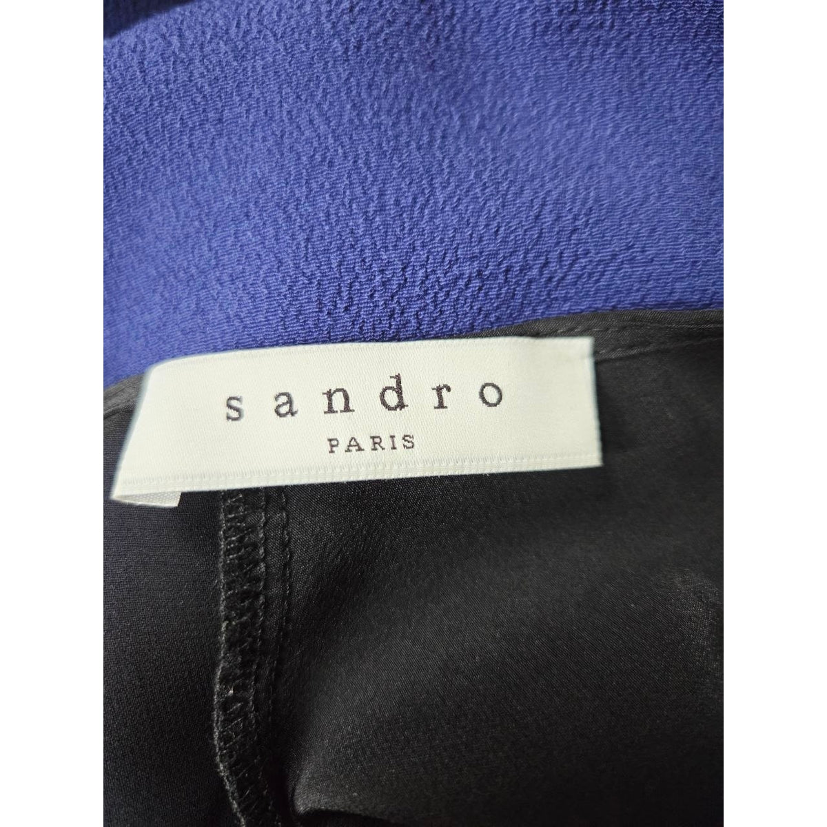 Sandro Paris Romy Dress 6 Medium Cobalt Blue Crepe Sheer Overlay Shift Layered