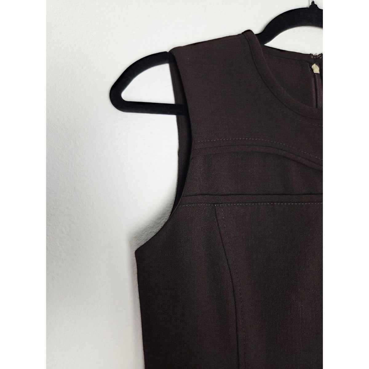 Tory Burch Wool Blend Sheath Dress 2 Small Dark Brown Sleeveless Knee Length