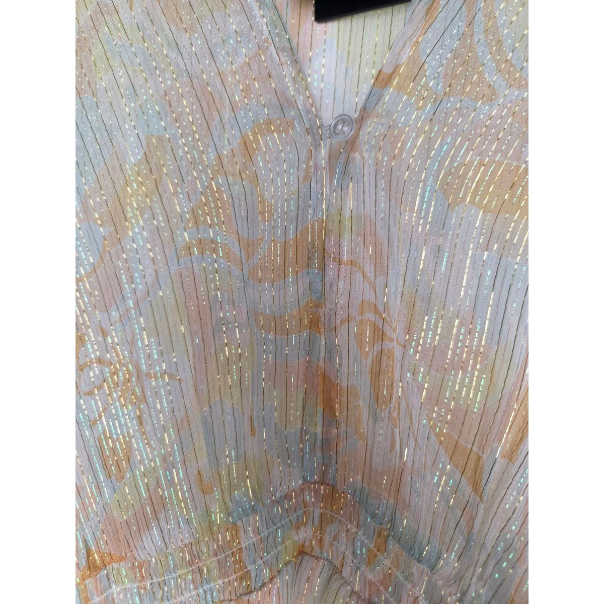 Button-front bodice and metallic fabric of Maje Rufflino metallic silk-blend maxi dress