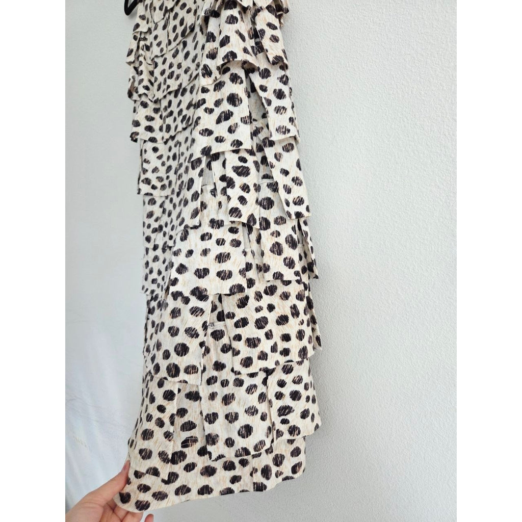 3.1 Phillip Lim Mini Dress XS Pony Print Tiered Ruffle Dress Cheetah Jersey Mini