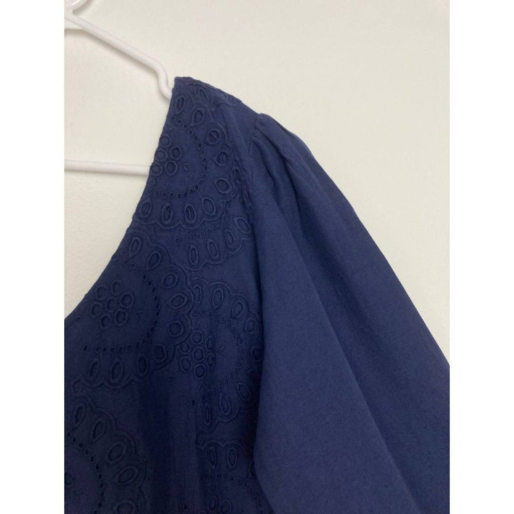 Hill House Linen One Shoulder Dress Small Navy Blue Mila Scalloped Mini