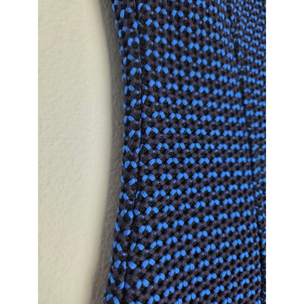 Blue and black fabric texture of Derek Lam blue and black sheath dress