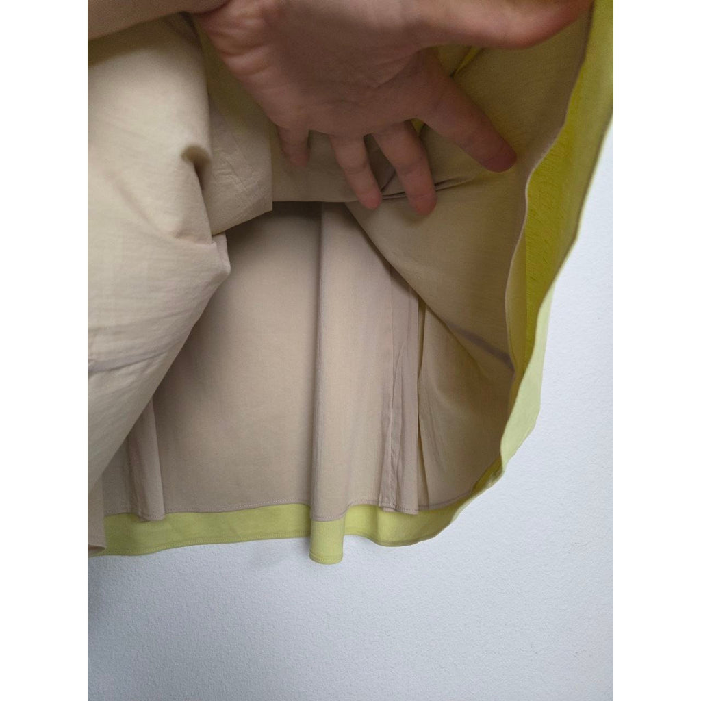 Theory Linen Dress 4 Small Lime Yellow Chartreuse Mini Sleeveless Square Neck