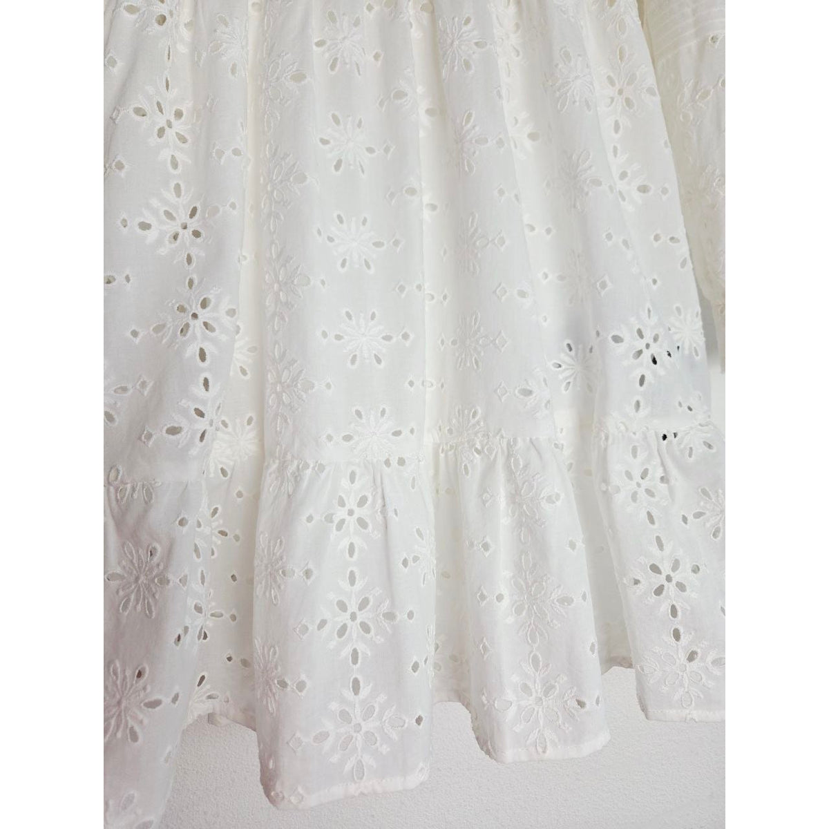 The Kooples White Eyelet Mini Dress 6 Medium EU 38 Bridal Broderie Anglaise Cotton