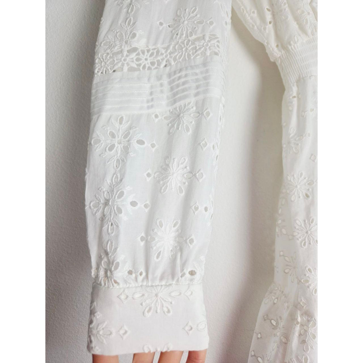 The Kooples White Eyelet Mini Dress 6 Medium EU 38 Bridal Broderie Anglaise Cotton