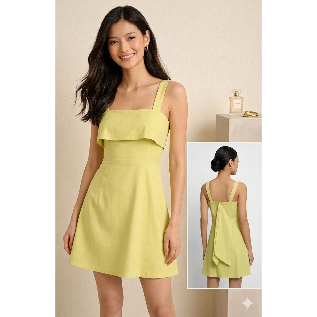 Theory Good Linen Chartreuse Mini Dress Size 4