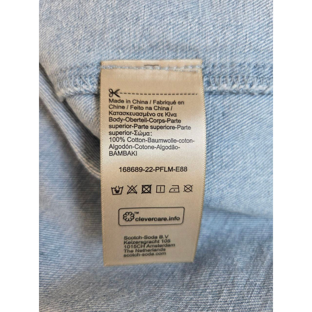 Scotch & Soda Denim Dress XS Blue Belted Self Tie Pockets Zipper Mini