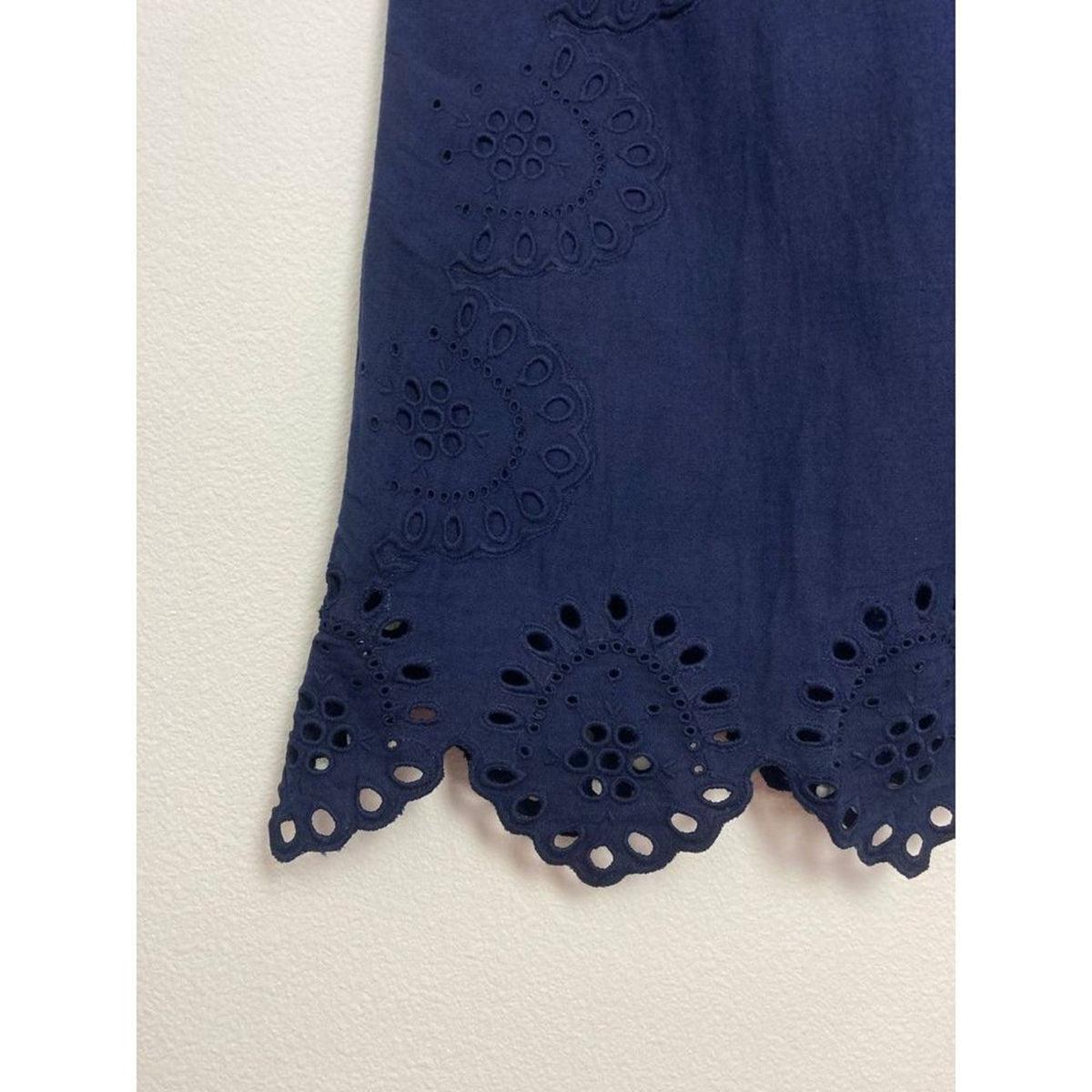Hill House Linen One Shoulder Dress Small Navy Blue Mila Scalloped Mini