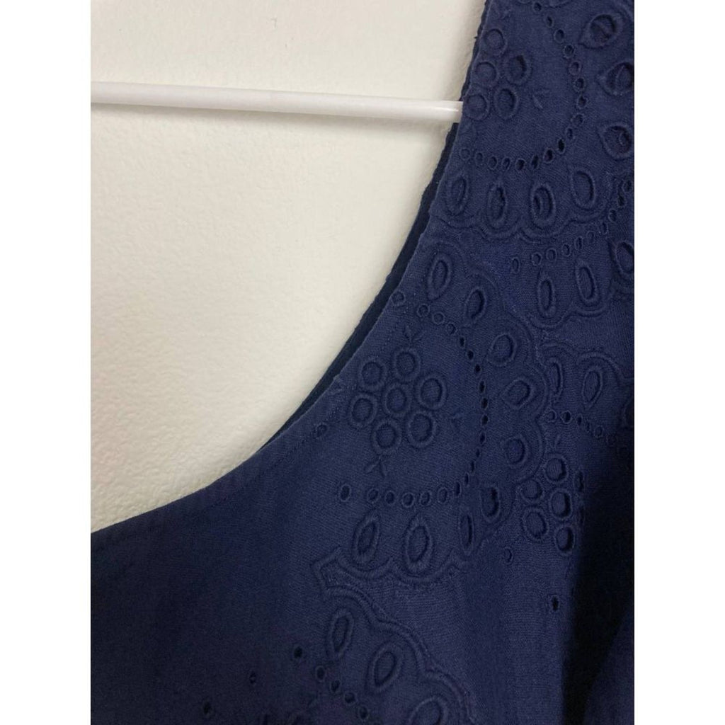 Hill House Linen One Shoulder Dress Small Navy Blue Mila Scalloped Mini