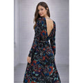 ba&sh Abelia Noir Floral Open-Back Midi Dress Size 4