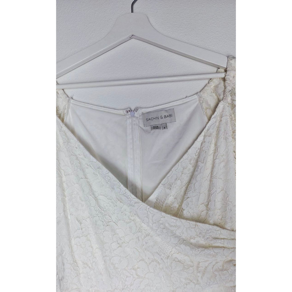 Sachin & Babi Cailyn Dress 4 Ivory White Lace Bridal Dress Courthouse Wedding Rehearsal Dinner