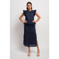 Katharine Kidd Flora Navy Eyelet Midi Dress XS
