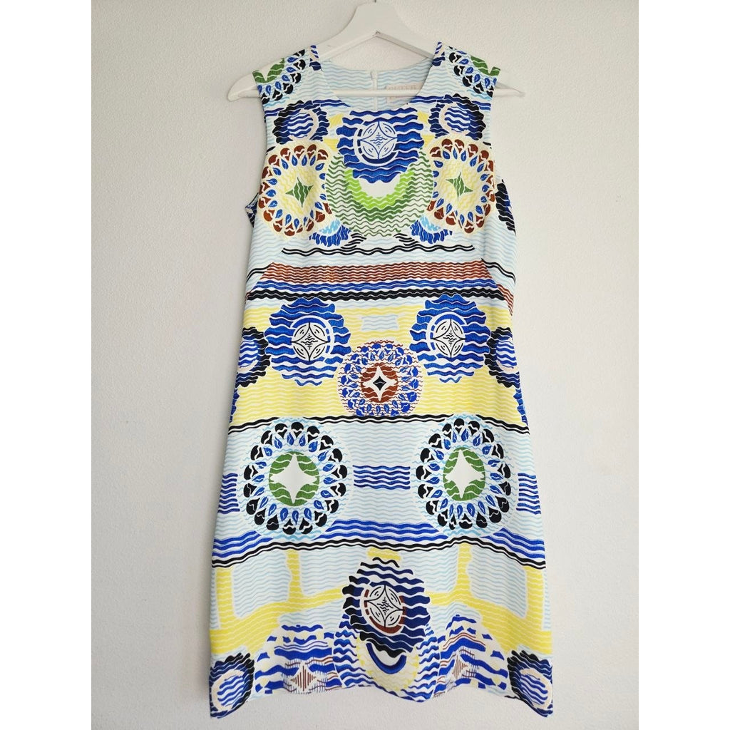 Peter Pilotto Shift Dress 6 Small Medium Sleeveless Sheath Abstract Print New