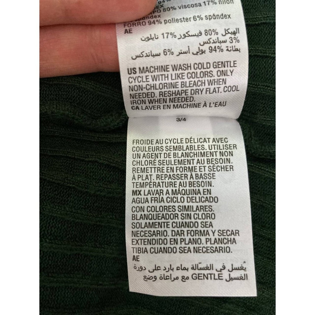 Stretchy Knit Off Shoulder Midi Dress Plus 2X Forest Green Ribbed Long Sleeves