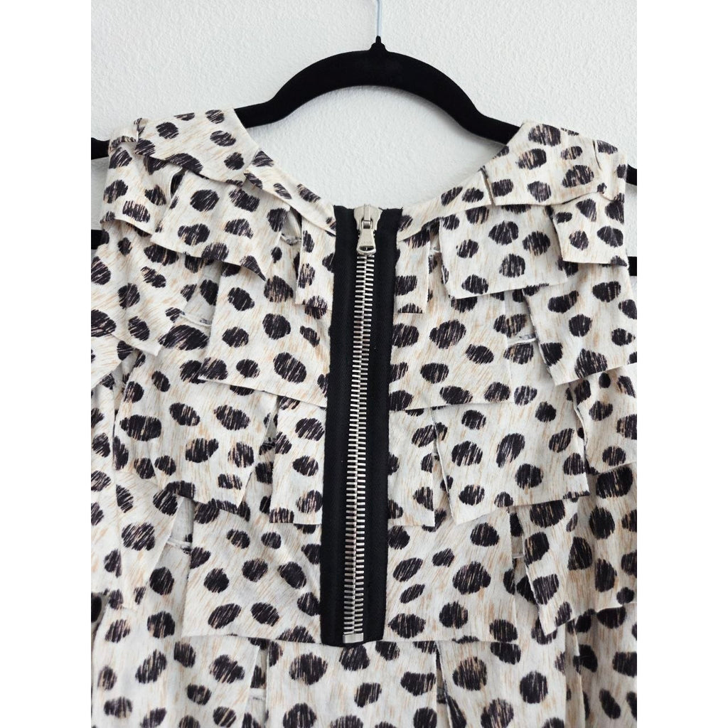 3.1 Phillip Lim Mini Dress XS Pony Print Tiered Ruffle Dress Cheetah Jersey Mini