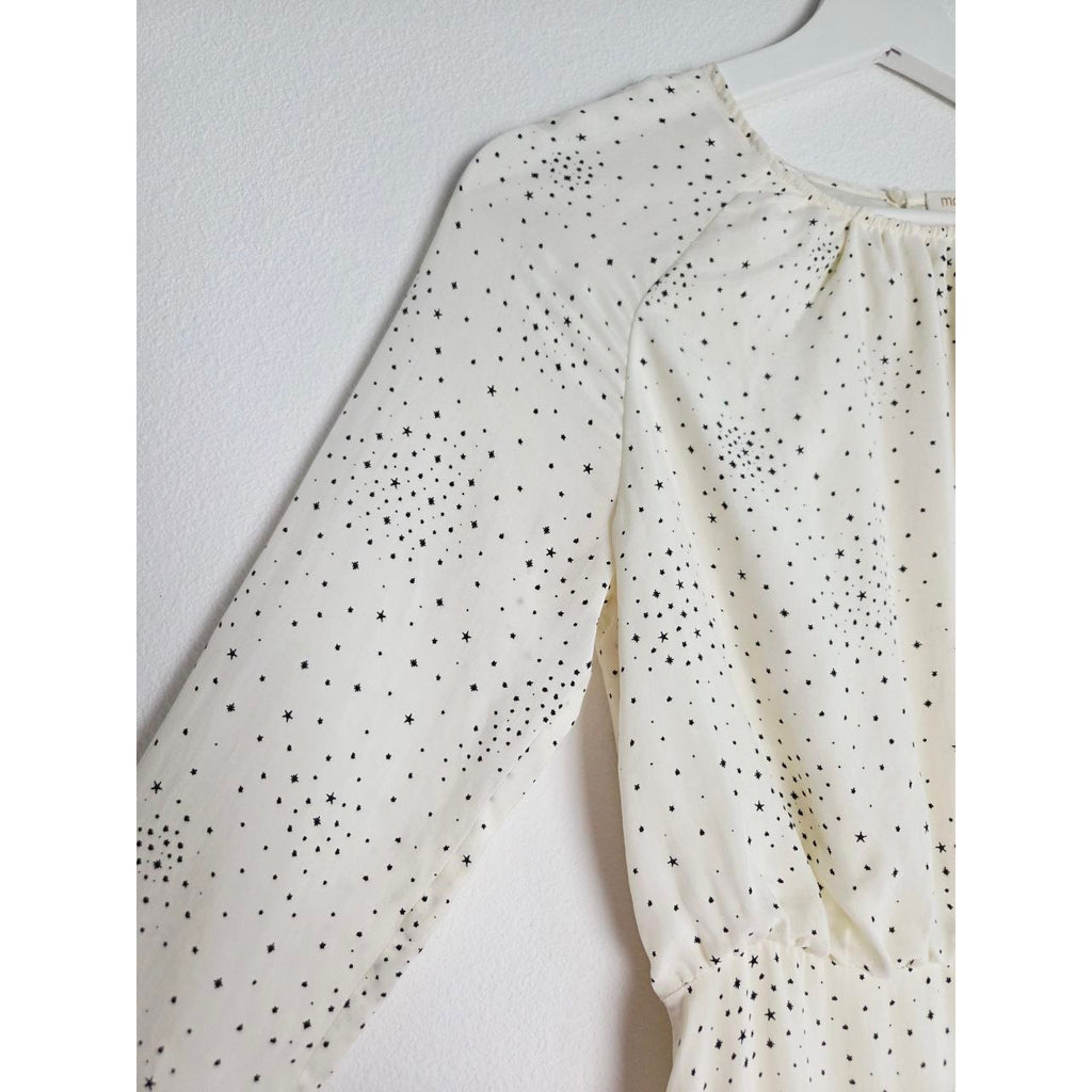 Long sleeve and shoulder of Maje Reto ecru star-print dress