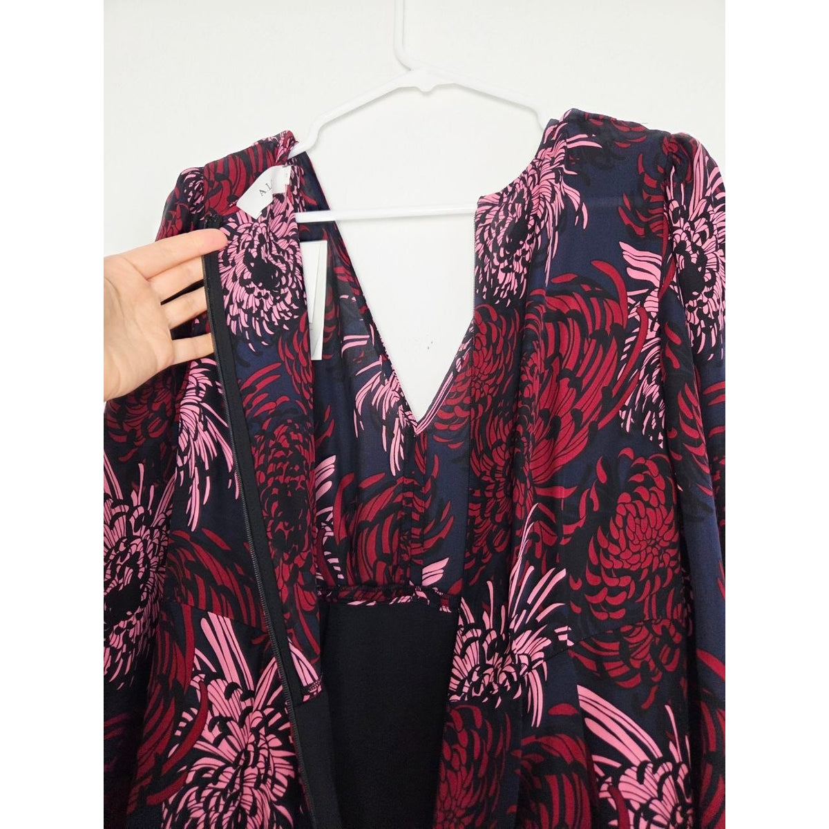 A.L.C. Bailey Silk Dress 0 XS Floral Long Sleeve Midi Side Pocket Skirt Slit NWT