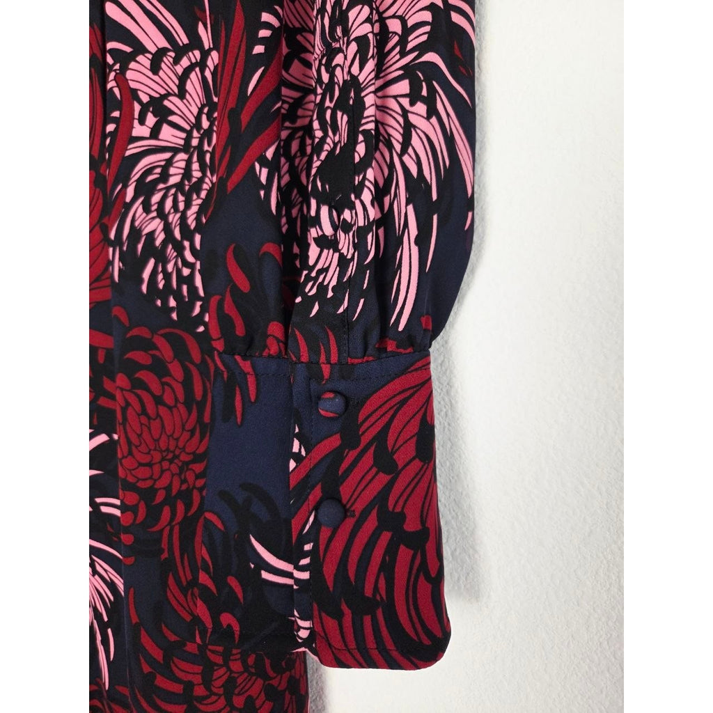 A.L.C. Bailey Silk Dress 0 XS Floral Long Sleeve Midi Side Pocket Skirt Slit NWT