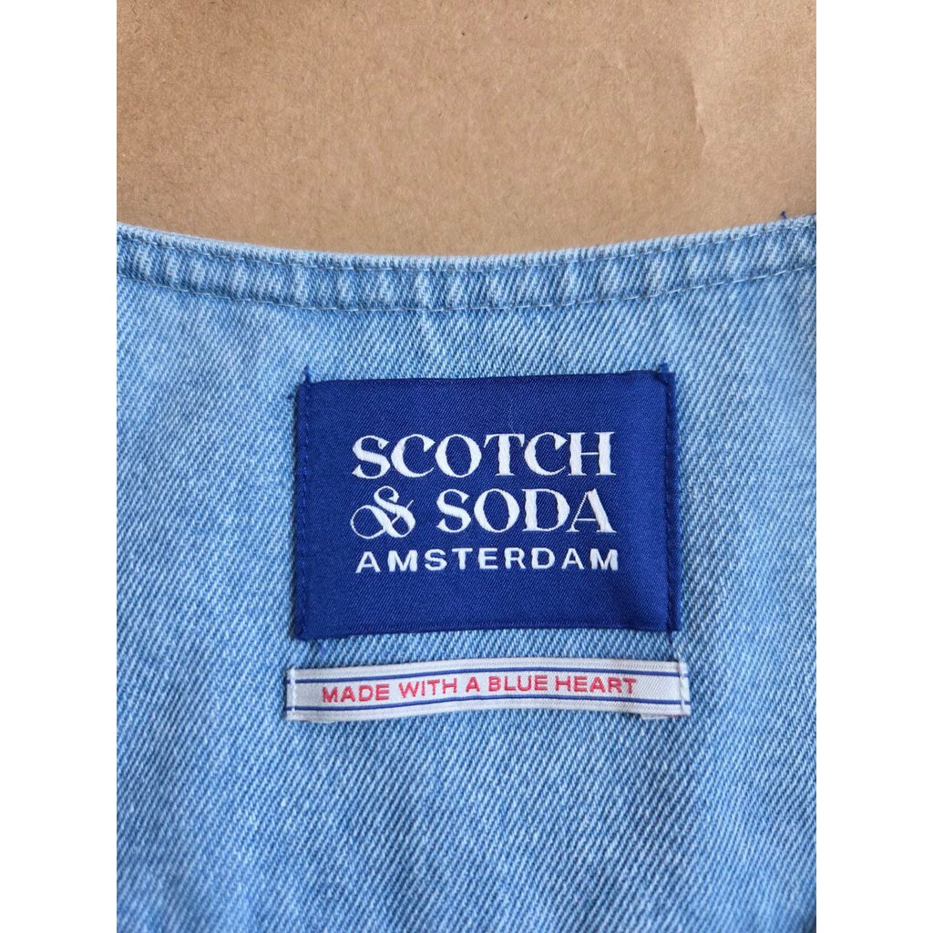 Scotch & Soda Denim Dress XS Blue Belted Self Tie Pockets Zipper Mini