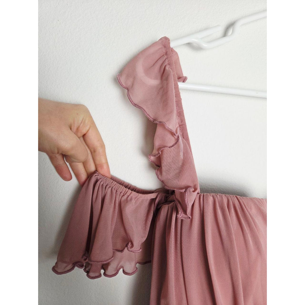 Michael Costello REVOLVE Mini Dress Medium Muted Pink Cold Shoulder Draped Micah