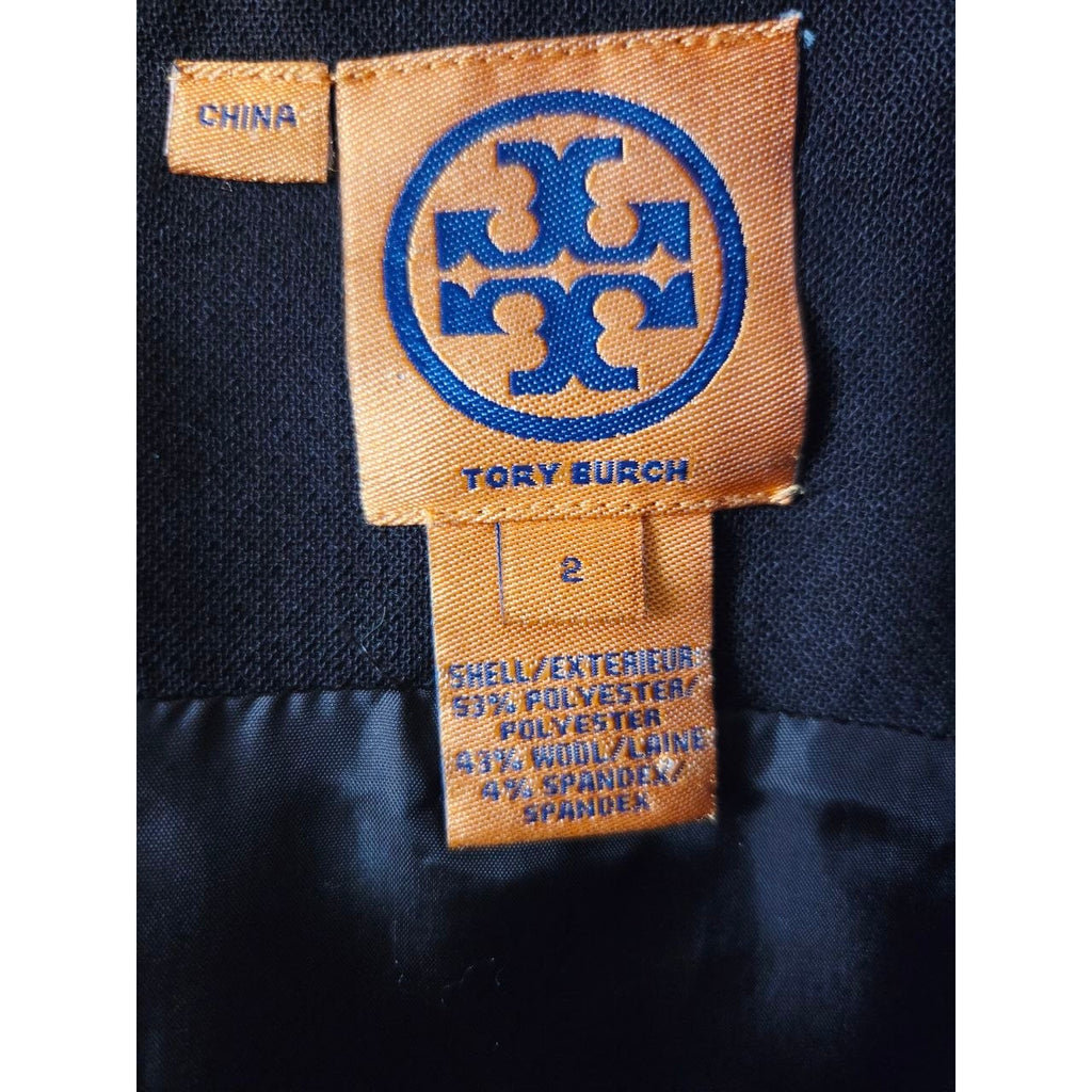 Tory Burch Wool Blend Sheath Dress 2 Small Dark Brown Sleeveless Knee Length