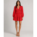 Sea New York Red Smocked Puff-Sleeve Mini Dress Size 4