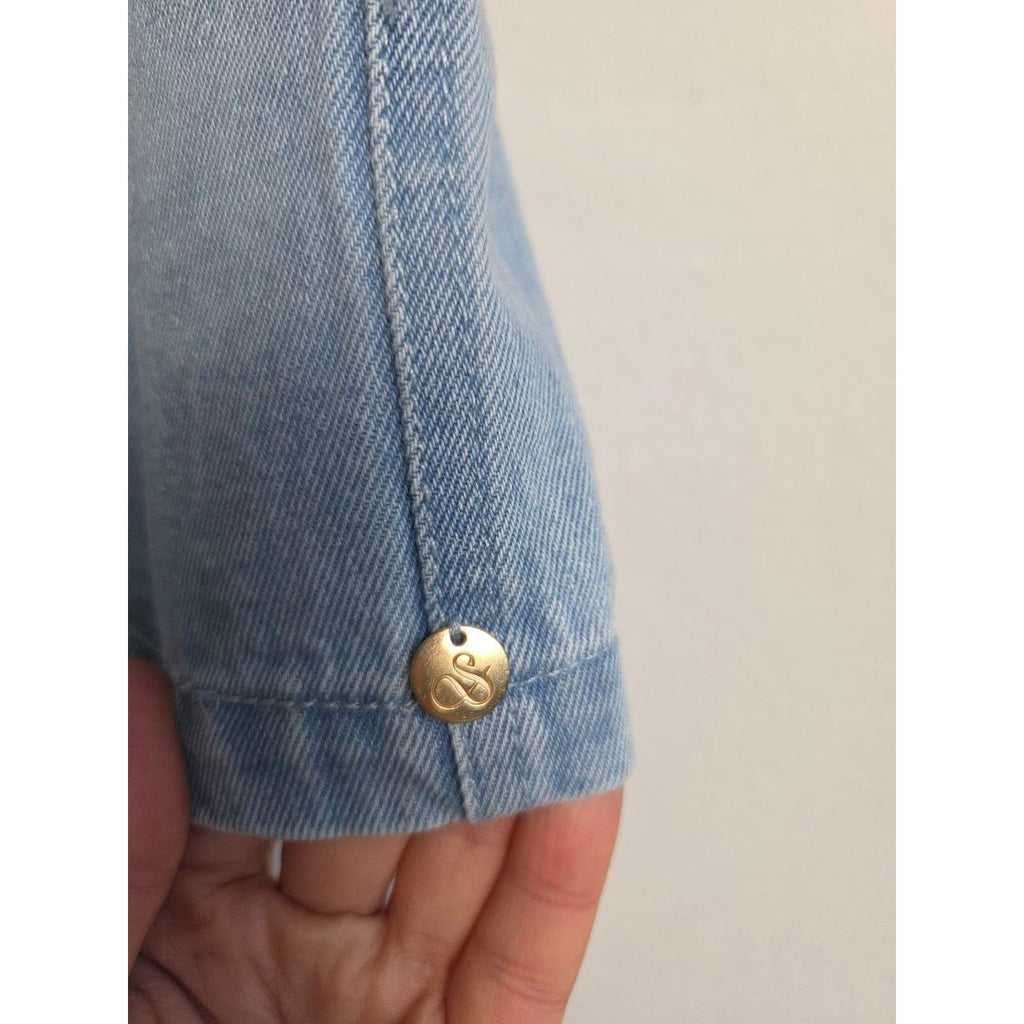 Scotch & Soda Denim Dress XS Blue Belted Self Tie Pockets Zipper Mini