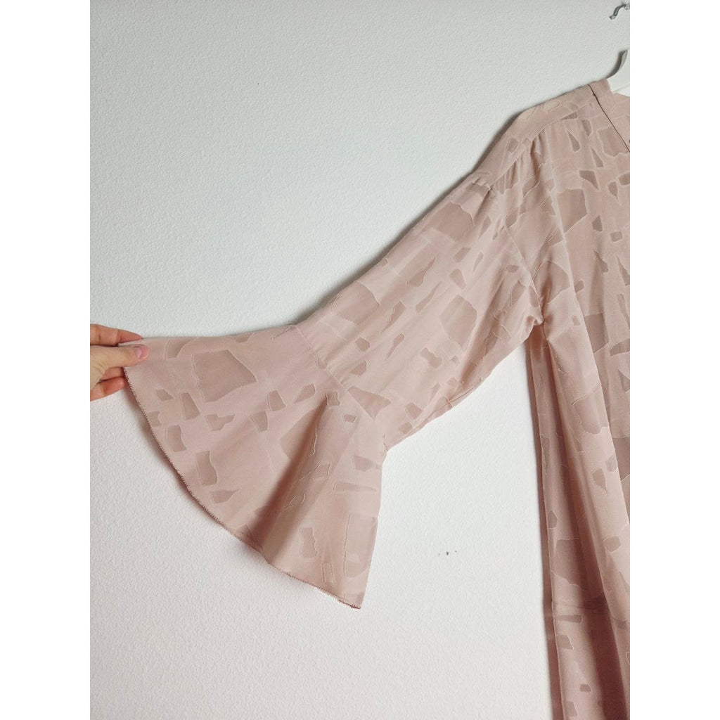 IRO Ralene Dress EU 36 Small Blush Pink Nude Lace-Up Flounce Bell Sleeve