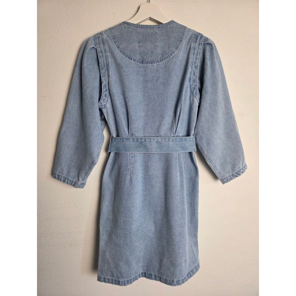 Scotch & Soda Denim Dress XS Blue Belted Self Tie Pockets Zipper Mini