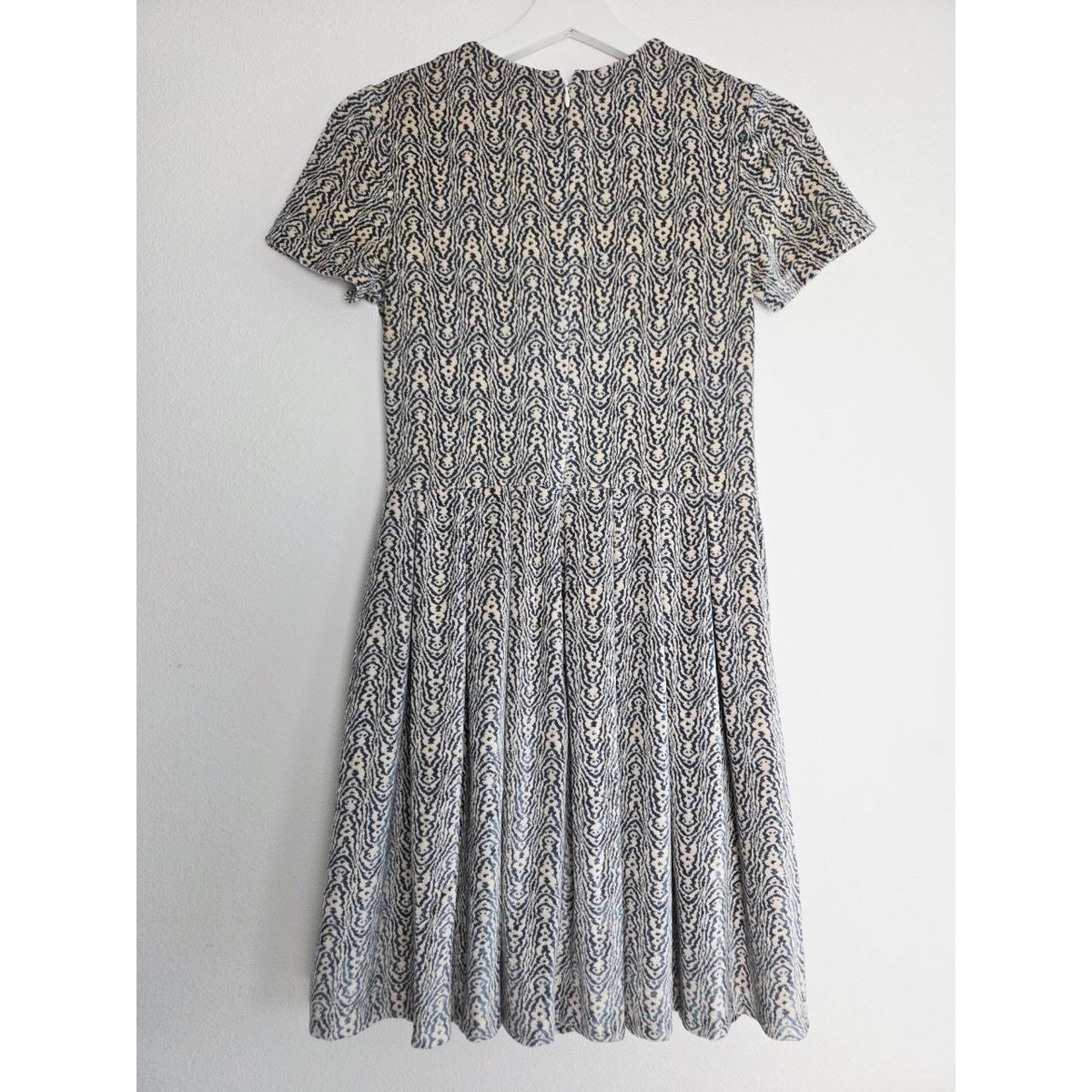 Opening Ceremony Velour Velvet Dress Small Blue Cream Mini Skater Short Sleeves