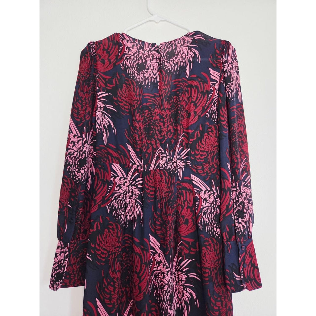 A.L.C. Bailey Silk Dress 0 XS Floral Long Sleeve Midi Side Pocket Skirt Slit NWT