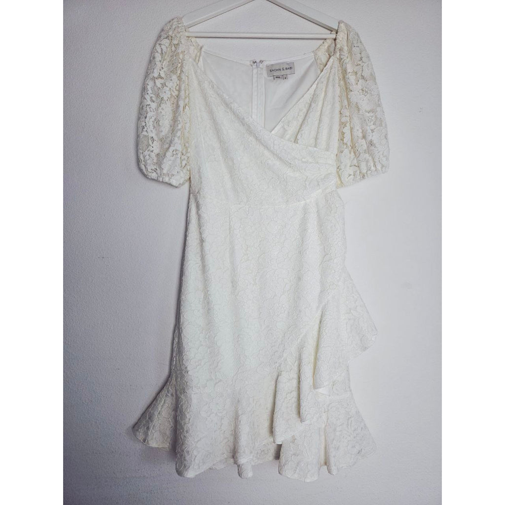 Sachin & Babi Cailyn Dress 4 Ivory White Lace Bridal Dress Courthouse Wedding Rehearsal Dinner