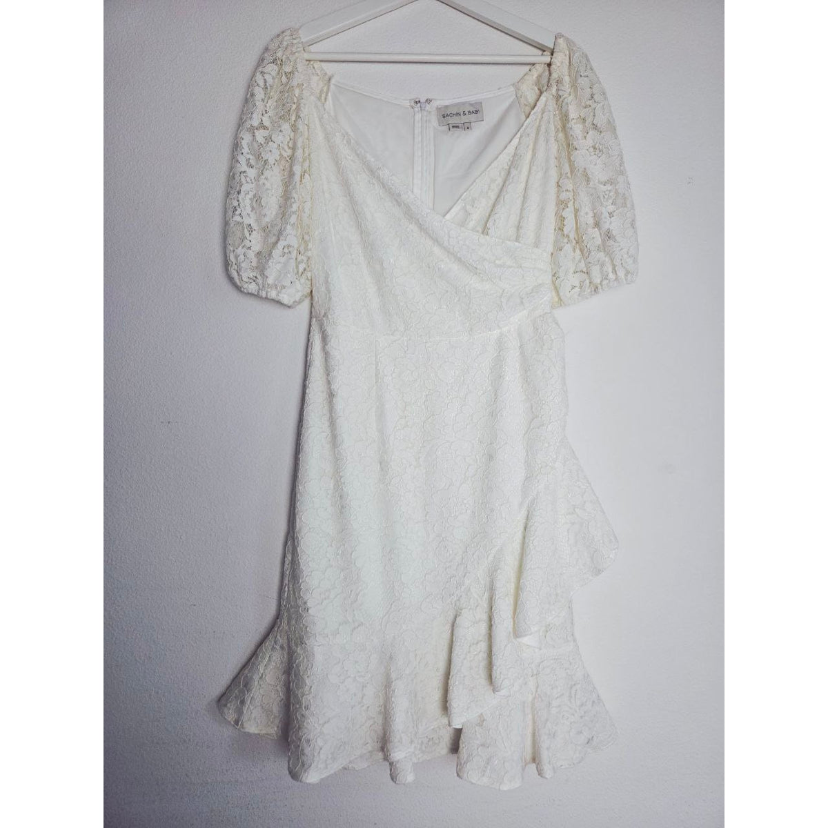 Sachin & Babi Cailyn Dress 4 Ivory White Lace Bridal Dress Courthouse Wedding Rehearsal Dinner