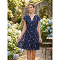 Rebecca Taylor Francine Navy Floral Silk Mini Dress Size 0