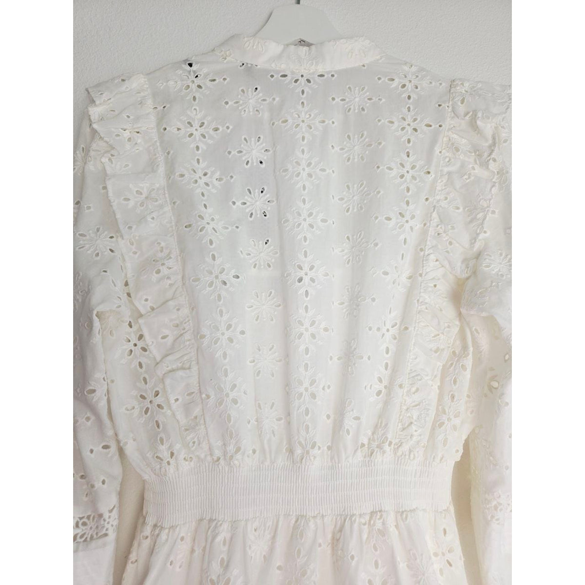 The Kooples White Eyelet Mini Dress 6 Medium EU 38 Bridal Broderie Anglaise Cotton
