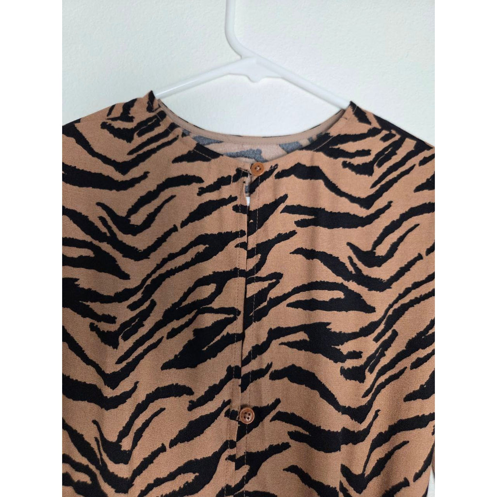 Reformation Midi Dress 2 XS Maurita Rajah Tiger Print Cutout Wrap Tie NWT