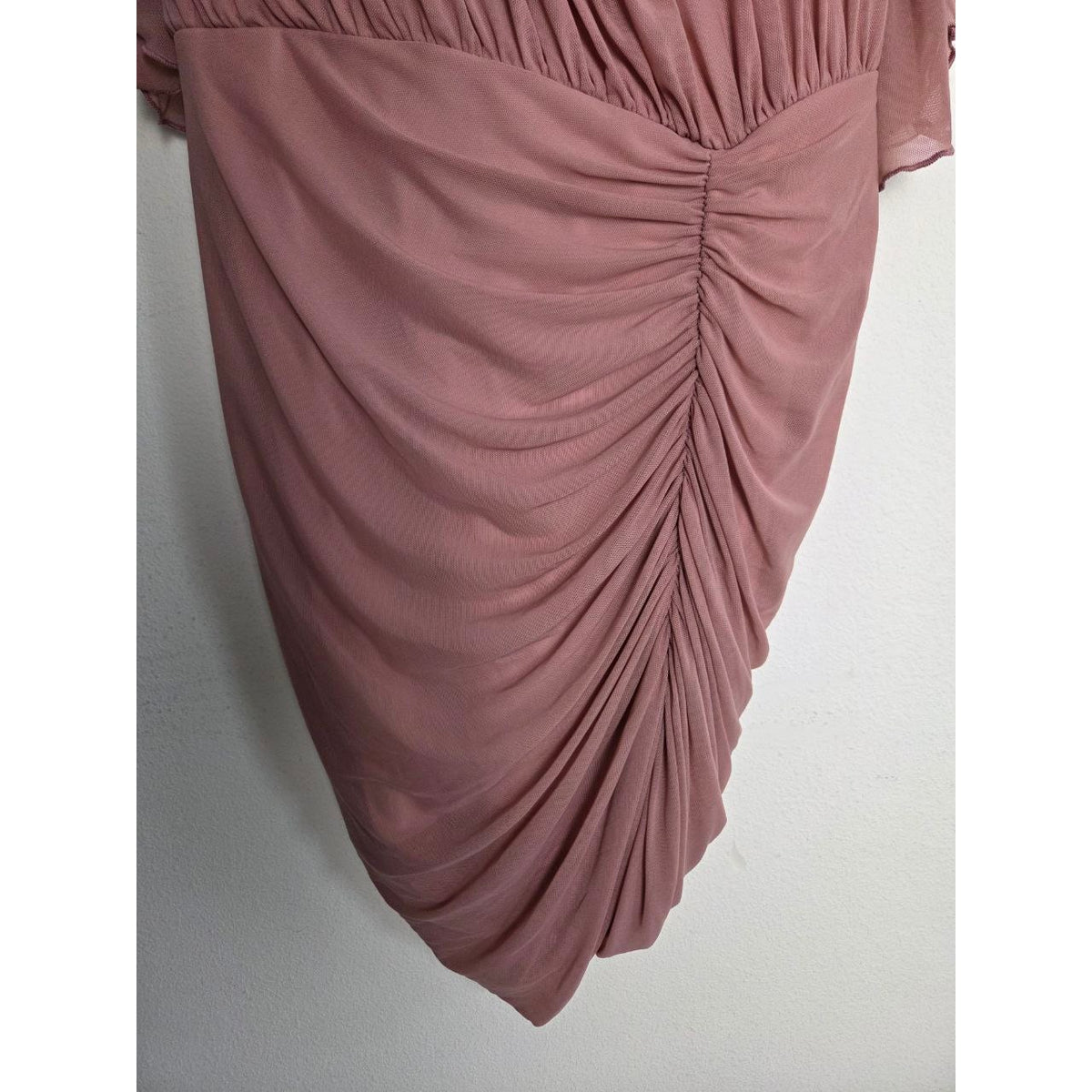 Michael Costello REVOLVE Mini Dress Medium Muted Pink Cold Shoulder Draped Micah