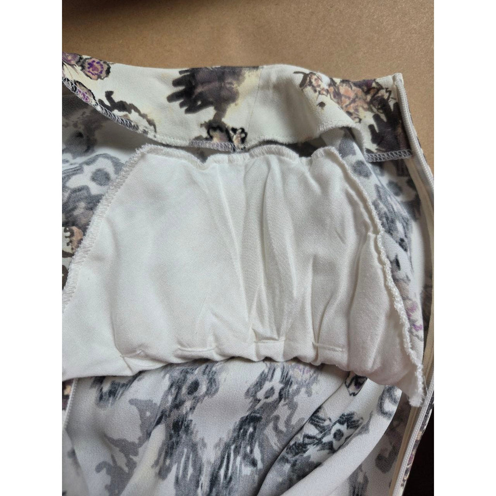 IRO Paris Satyan Dress 0 XXS FR 32 Ivory Shoulder Pads Asymmetric Abstract Floral