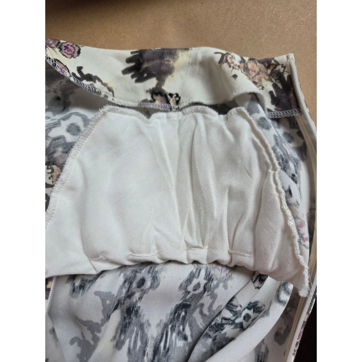 IRO Paris Satyan Dress 0 XXS FR 32 Ivory Shoulder Pads Asymmetric Abstract Floral