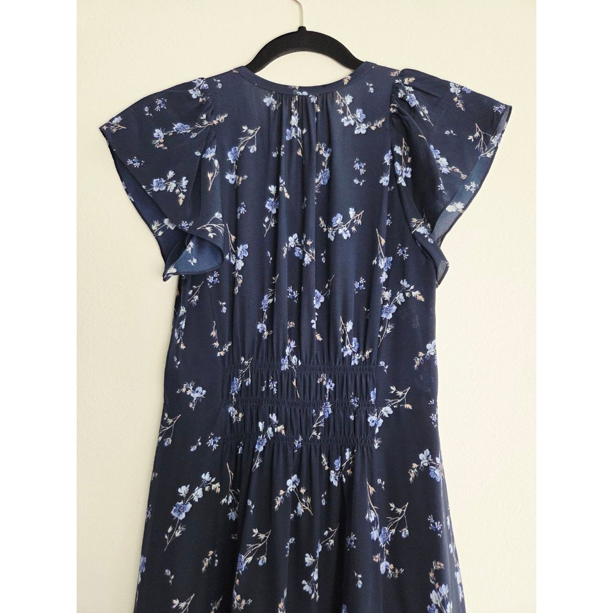 Rebecca Taylor Silk Dress 0 XS Navy Blue Floral Francine 100% Silk Mini Dress