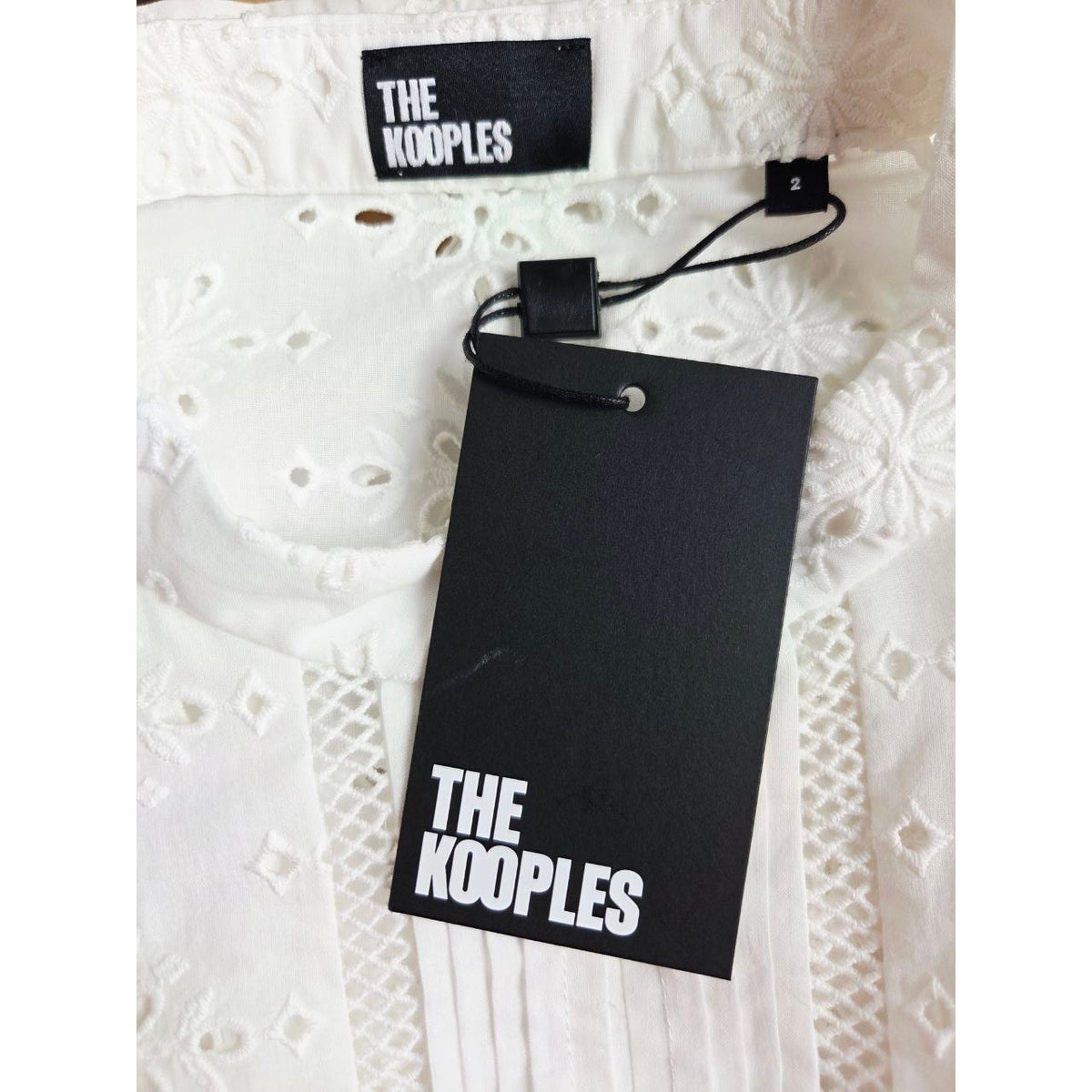 The Kooples White Eyelet Mini Dress 6 Medium EU 38 Bridal Broderie Anglaise Cotton