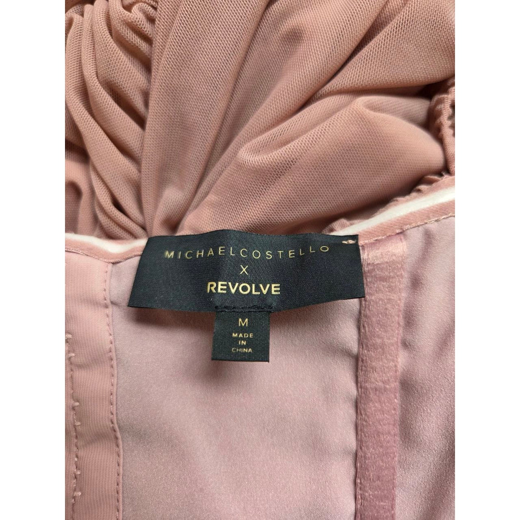 Michael Costello REVOLVE Mini Dress Medium Muted Pink Cold Shoulder Draped Micah